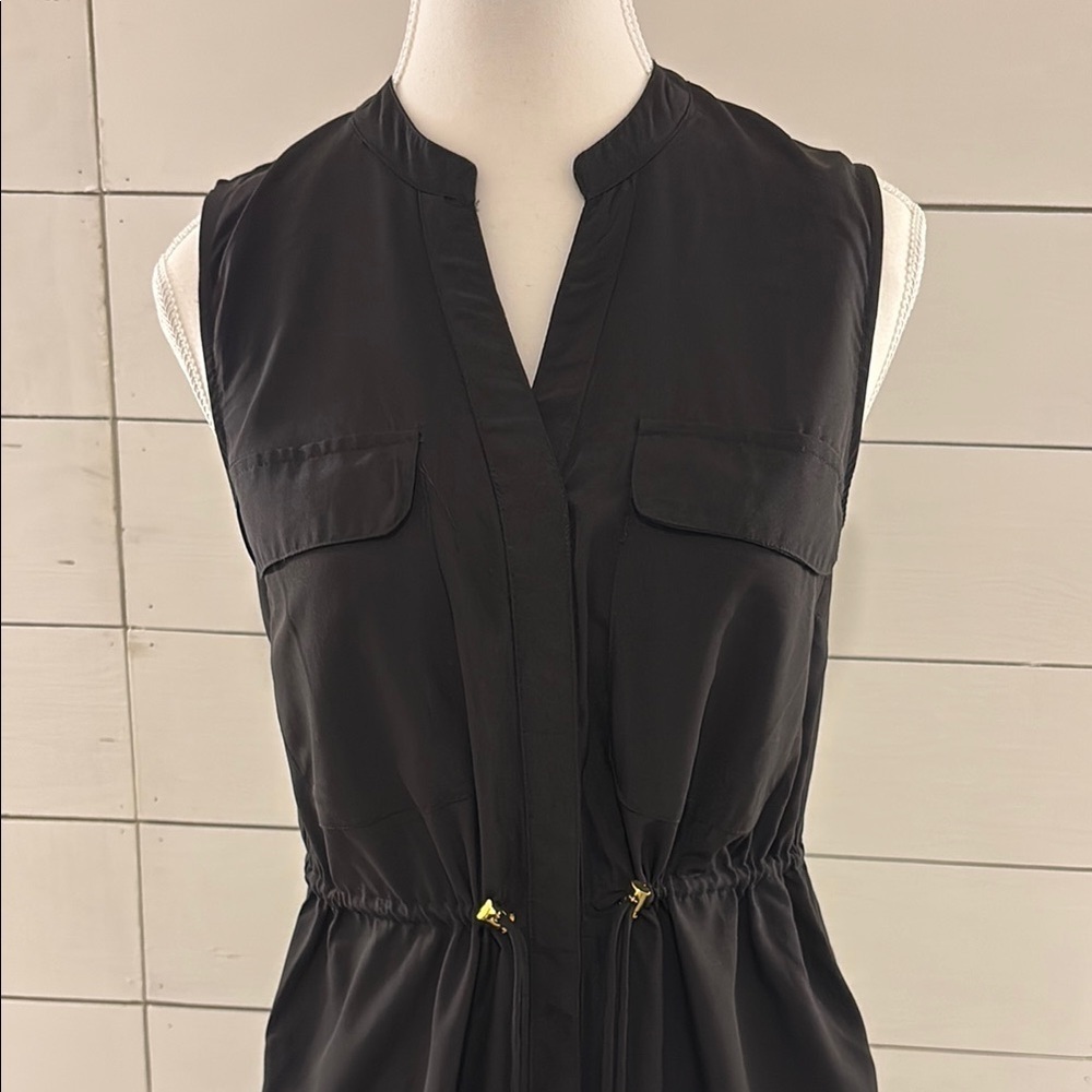 Black Sleeveless Dress with Gold Accents